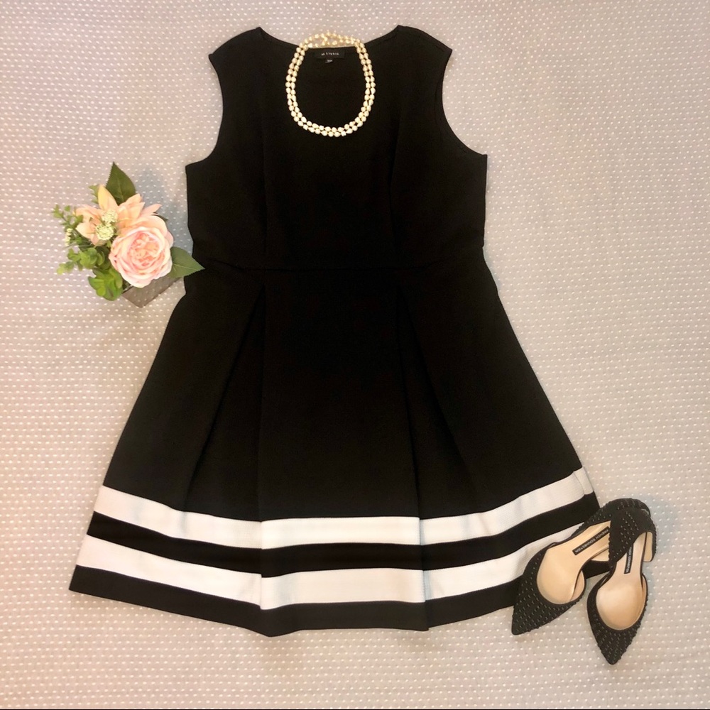 AA Studio Black Dress with White Stripe
